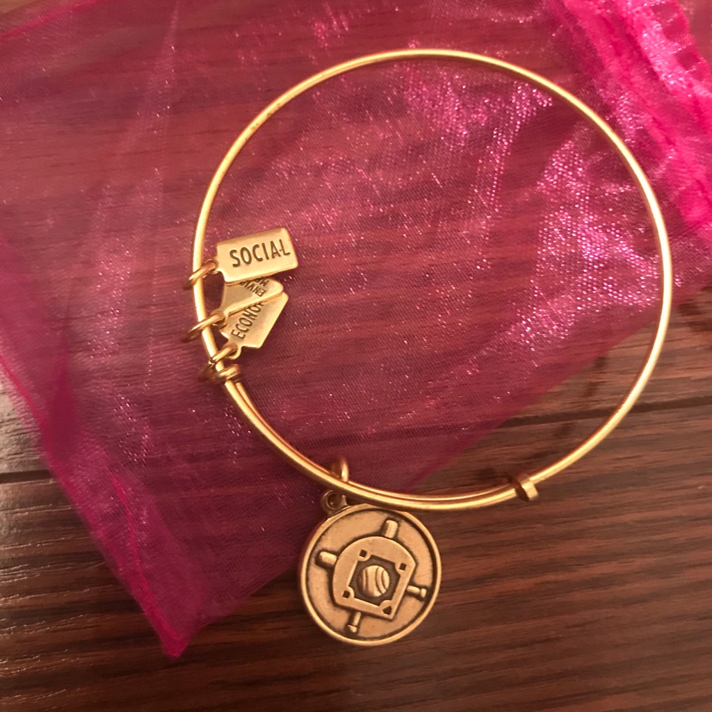 Wind And Fire Womens Gold Baseball Dangle Bracelet
